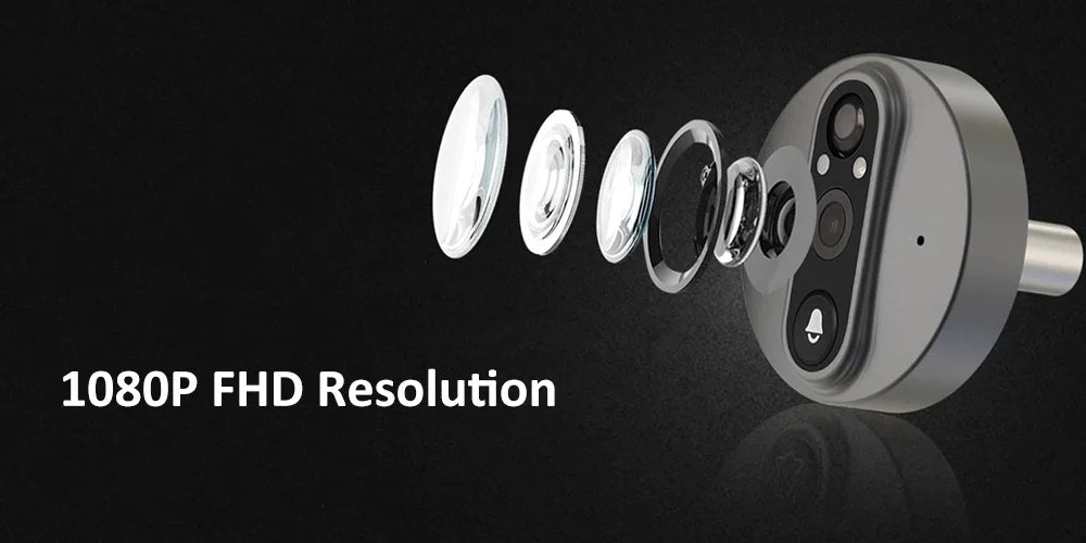 3MP Smart Life Tuya 1080P WiFi Door Bell Eye Peephole Camera 5000mAh Battery PIR Motion Detector IR Alexa Google Digital Viewer 