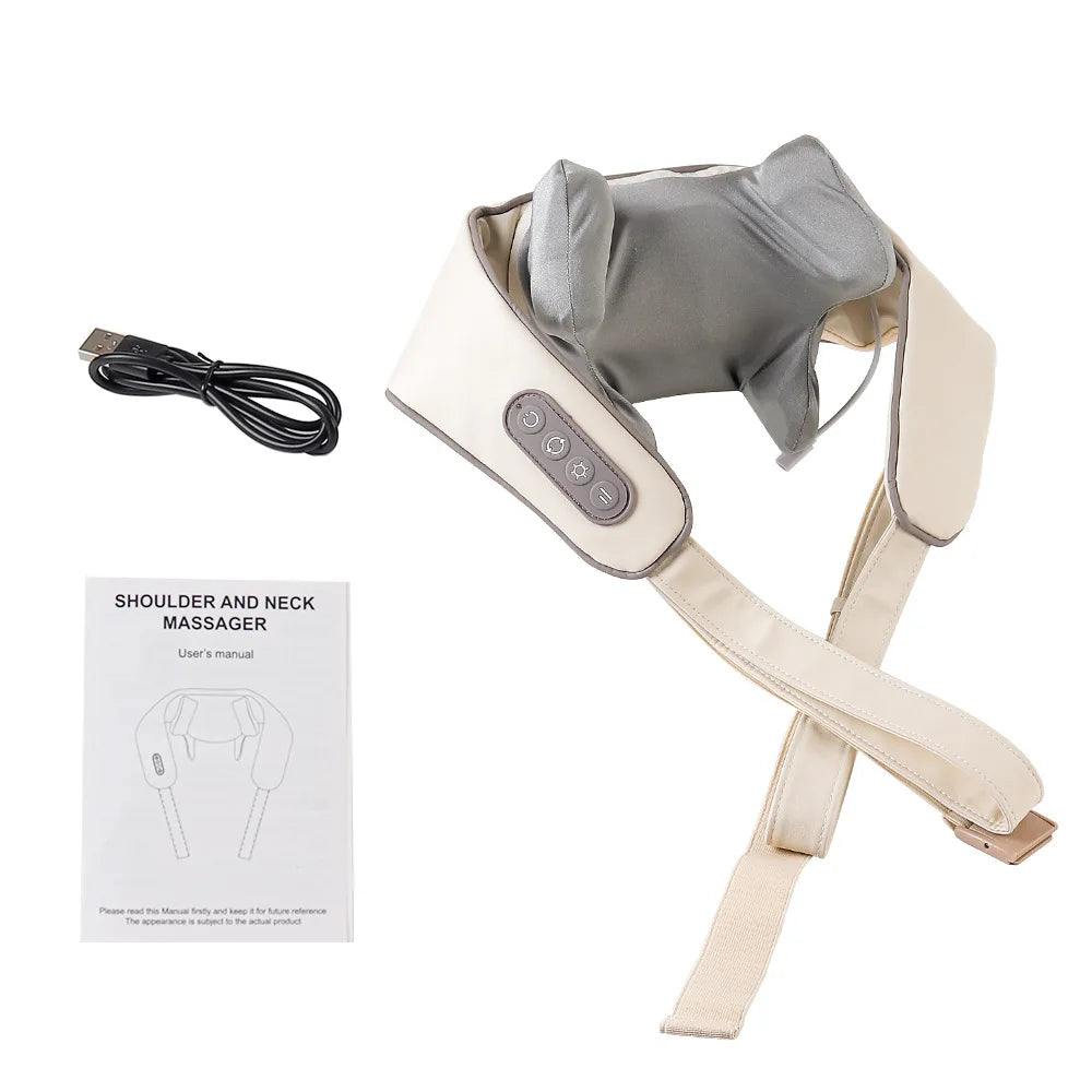 Foreverlily 26W Brushless Motor Neck And Shoulder Massager Wireless Shoulder And Back Kneading Massage Shawl Neck masajeador 