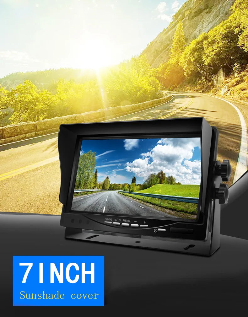 Moniteur d’affichage de recul 7 pouces, caméra de recul, moniteur de surveillance de conduite en marche arrière, adapté pour camion, camion, bus