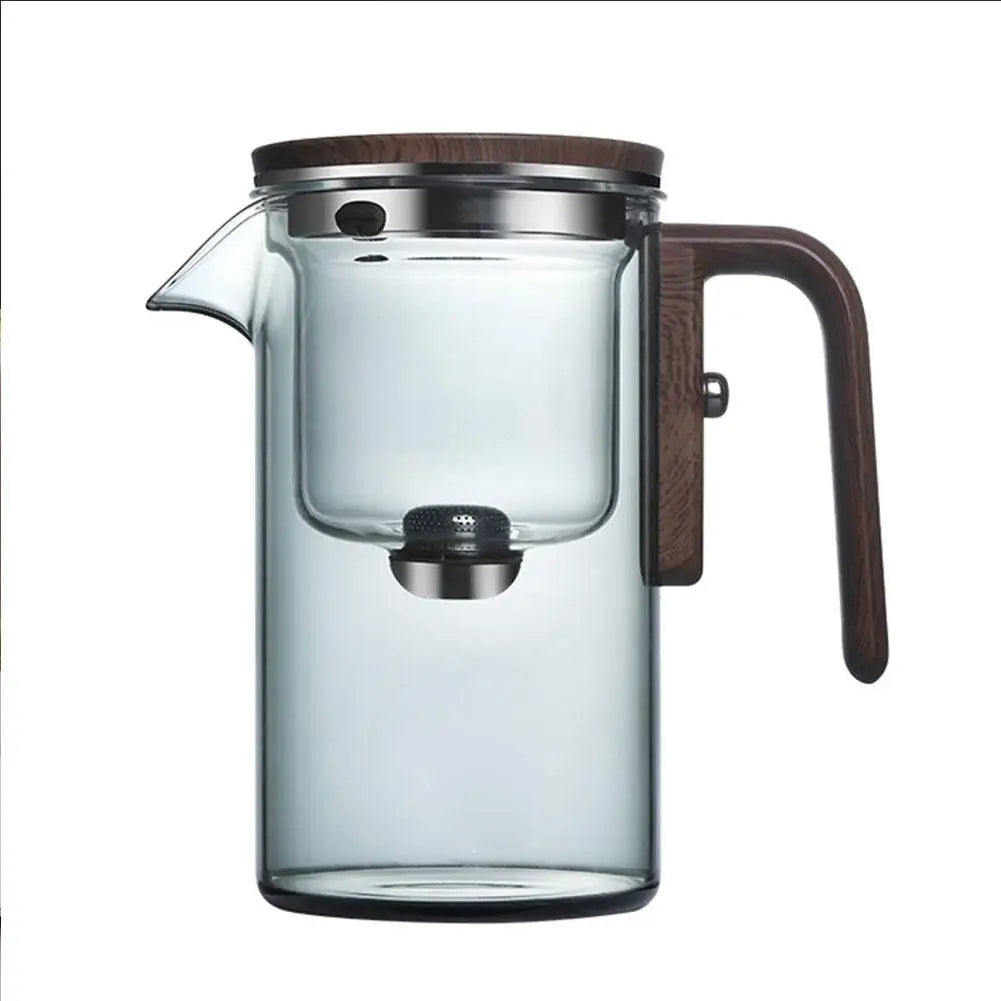 Water Separation Inner Container Teapot One Click Magnetic Switch Tea Separation Filtration Glass Tea Pot Wood Handle Tea 