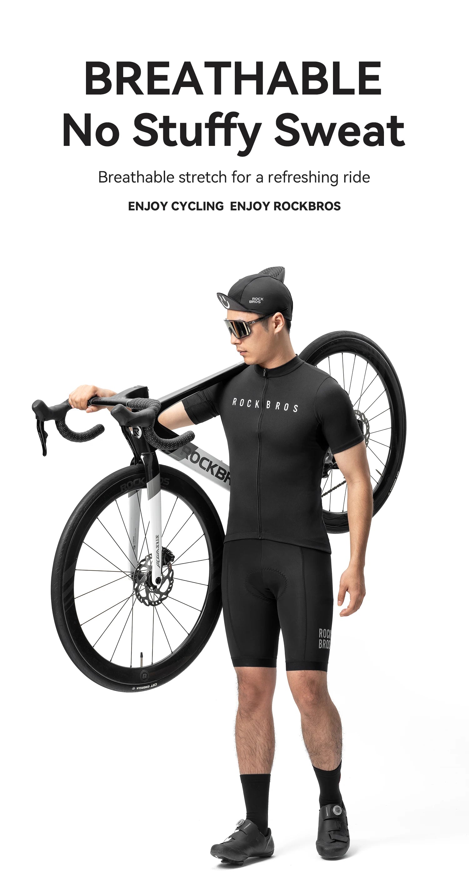 Breathable Quick-Dry Cycling Jersey Sleeveless Full-Zip Sport Shirt