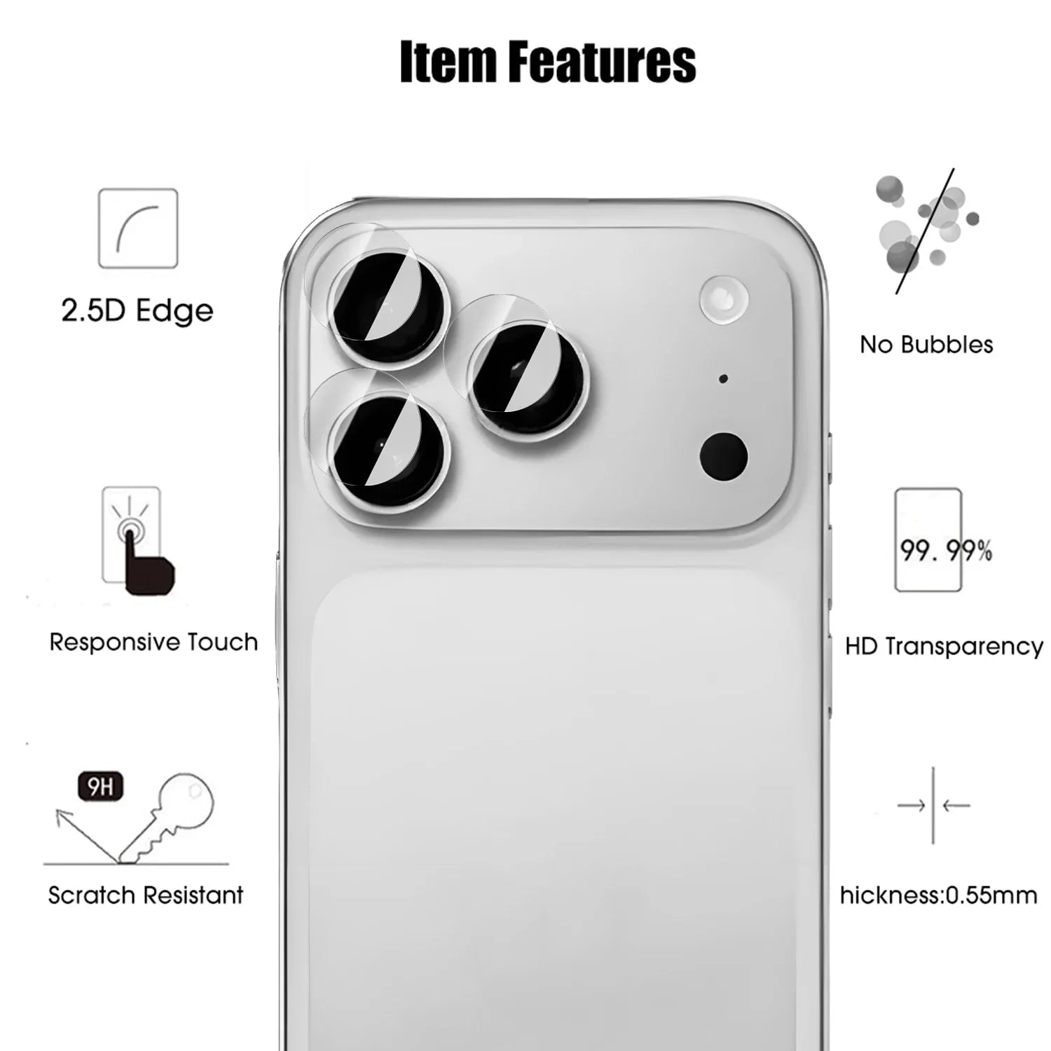 iPhone 17 Series Camera Lens Protector Full Coverage HD Clear Film