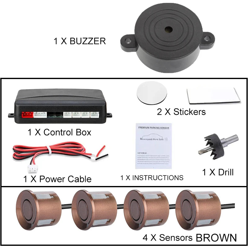 12 V Einparkhilfe-Set - Vier Sensoren mit 22 mm
