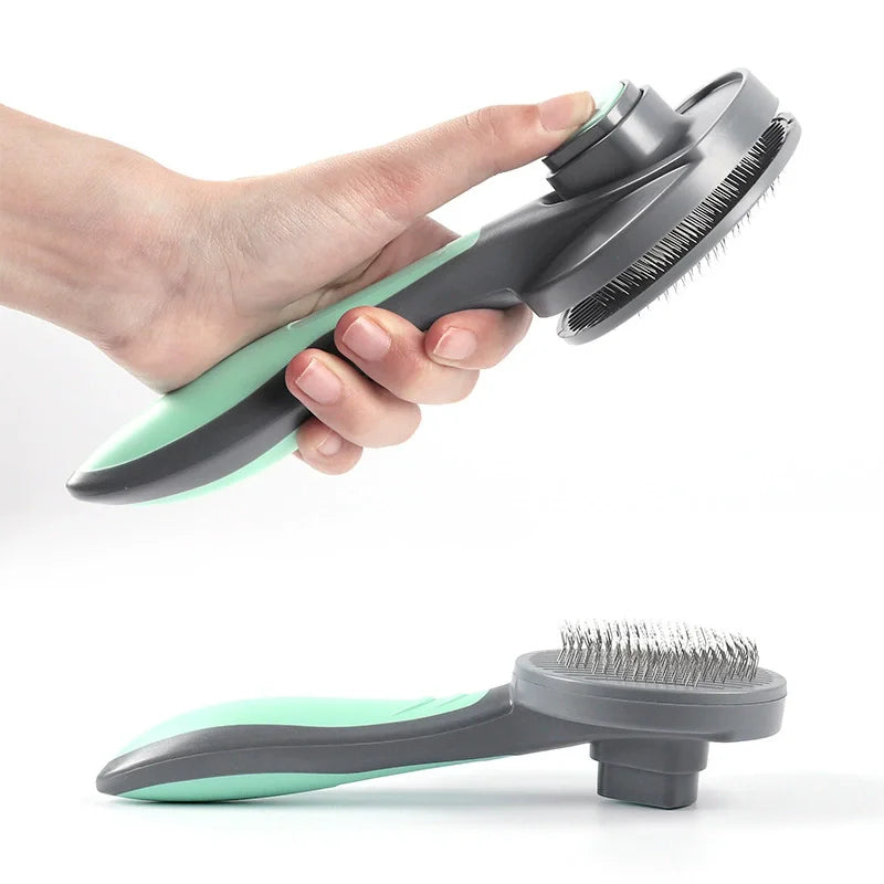 Self-Cleaning Pet Grooming Brush with One-Button Hair Release