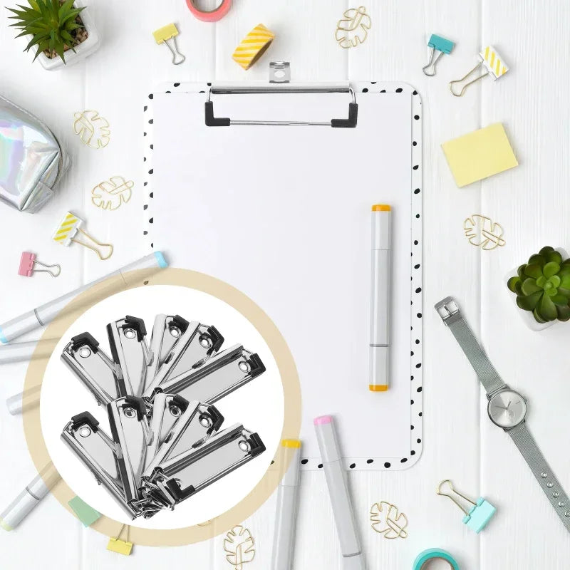 Monterbare metalclips til clipboard, 10 eller 20 stk.