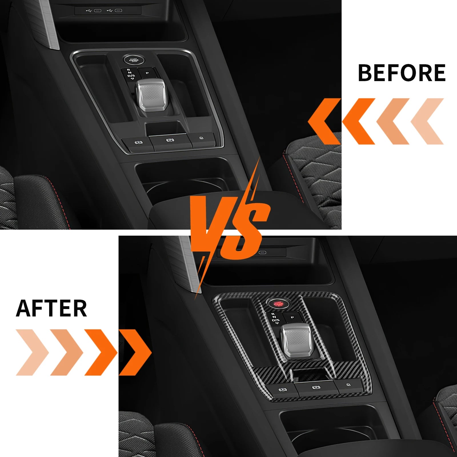 Carbon Fiber Style ABS Gear Trim for Seat Leon and Cupra
