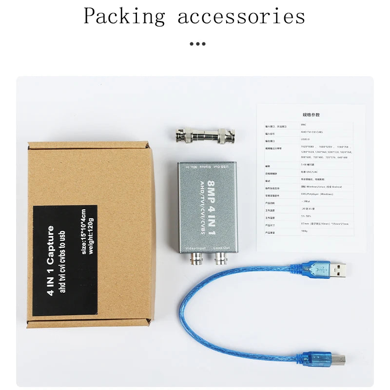 Adaptador de captura de vídeo AHD/TVI/CVI/CVBS para USB