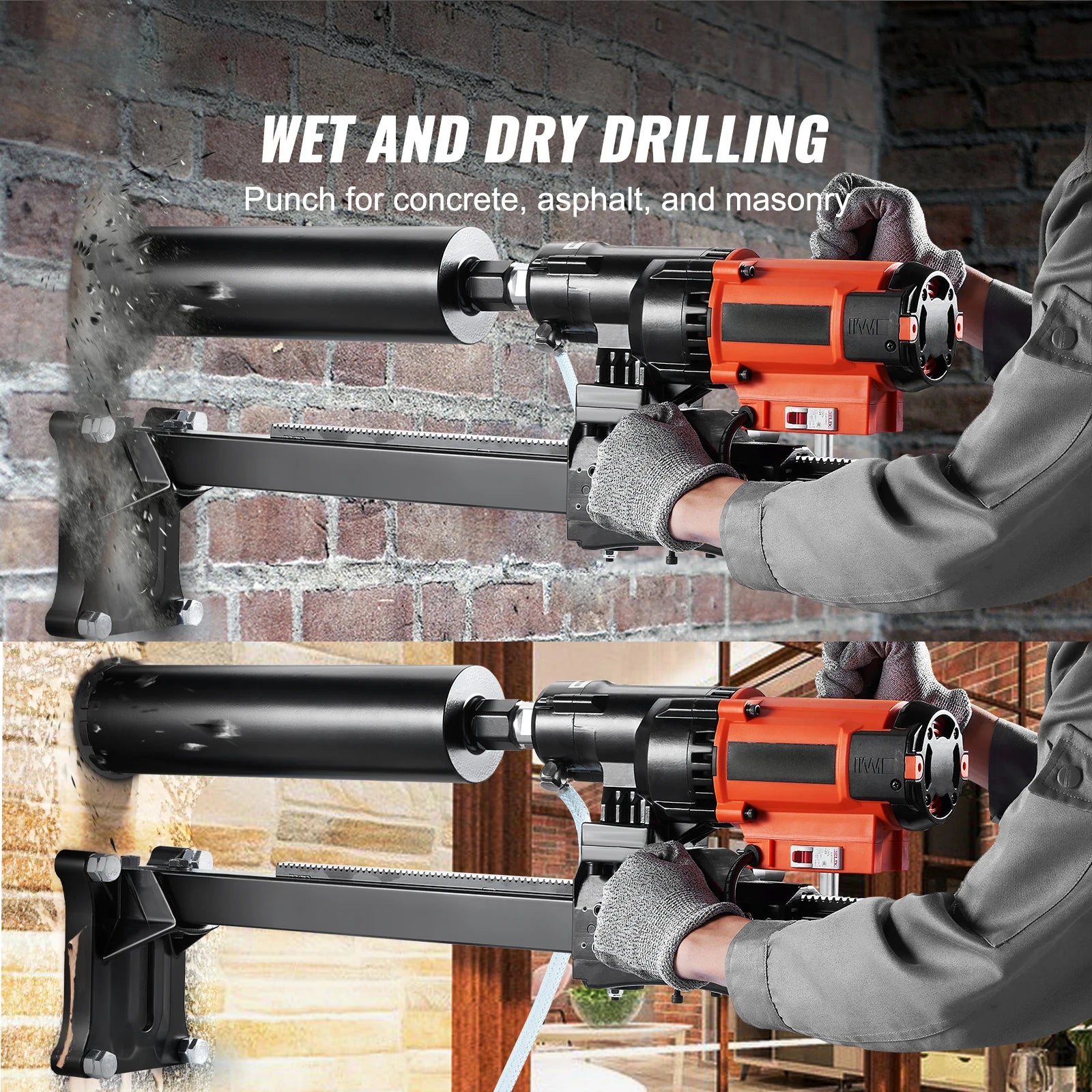 8-Inch Wet & Dry Diamond Core Drill Machine 750RPM Rig Stand