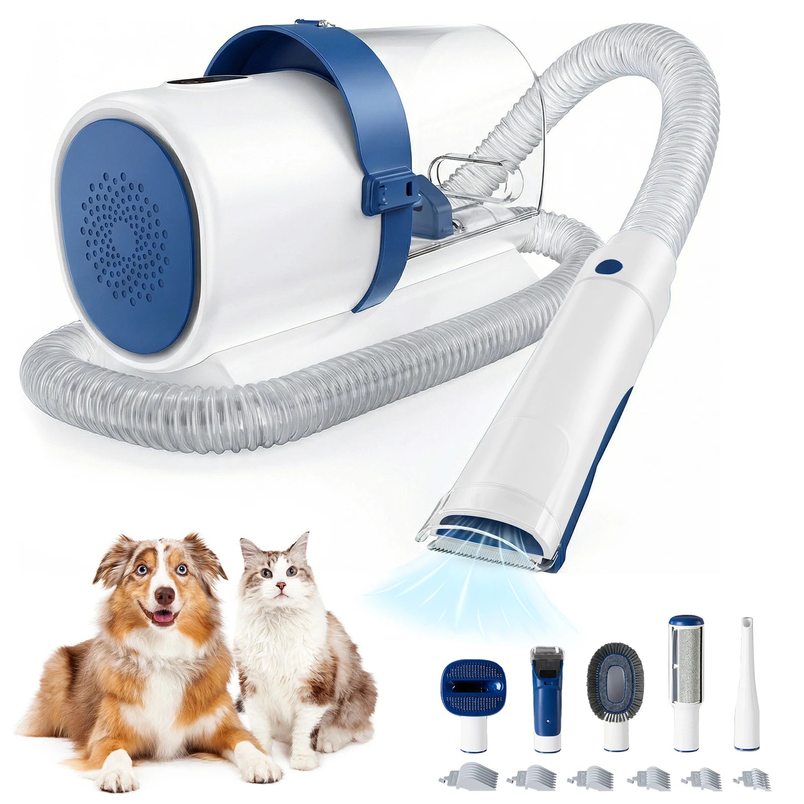 2.5L Pet Grooming Vacuum Kit with 5 Tools & Low Noise Clippers
