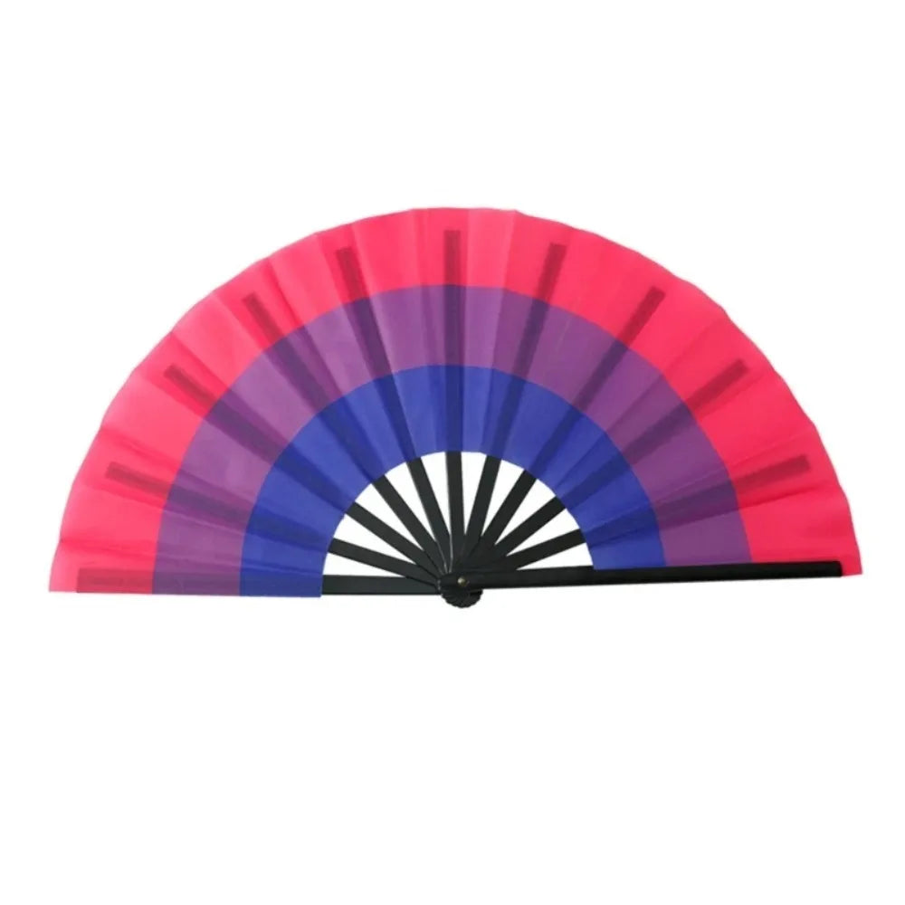 Leque de kung fu dobrável de plástico colorido, 33 cm