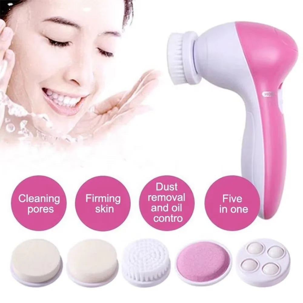 Electric 5 IN 1 Electric Facial Cleaner Brush Wash Machine Spa Skin Care Massage Blackhead Cleaning Facial Cleanser Tools 
