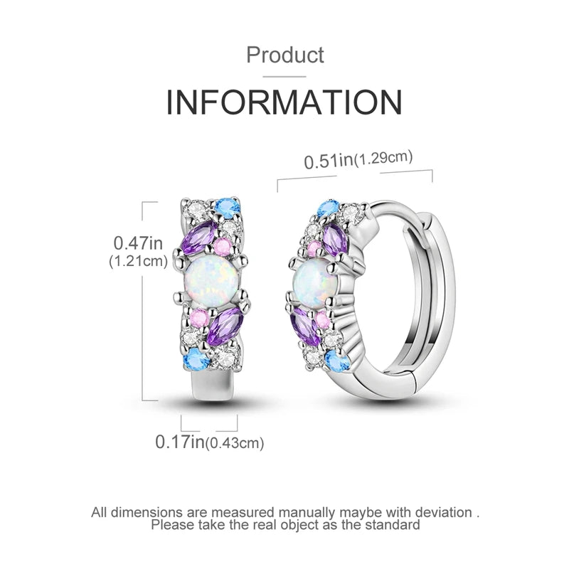 925 Sterling Silver Colored Zirconium Stars Hoop Earrings For Women Jewelry Anniversary WeddingMaking Jewelry Gift 