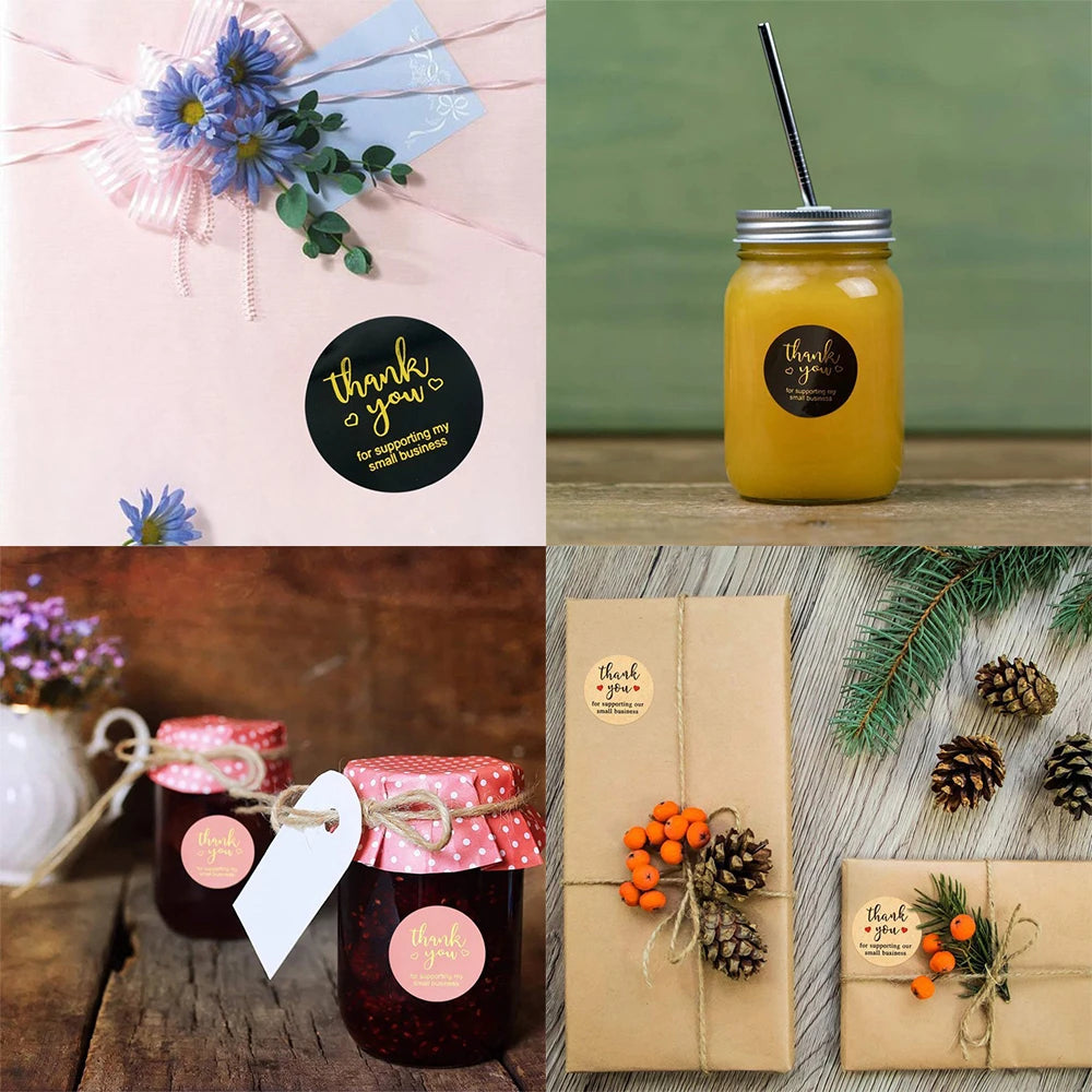 Adesivi Grazie Rosa e Nero Rotolo a Stampa a Caldo