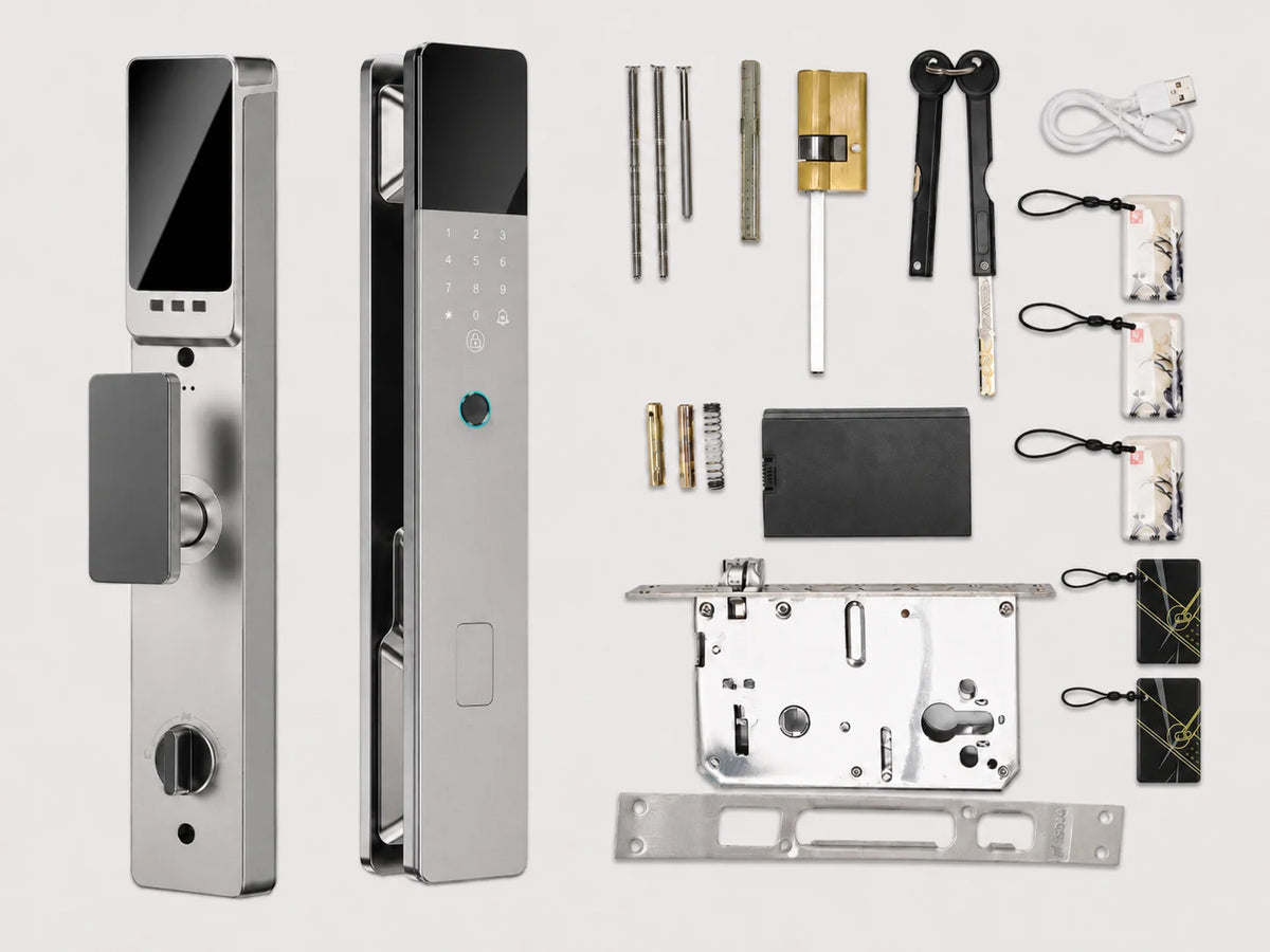 Realhelp K49 Smart Door Lock 6068 Mortise Fingerprint Door Lock PIN Code RFID Card Keyless Entry Electronic Lock 4200mAh Rechargeable Battery Standalone Security for Home Apartment Office EU Warehouse