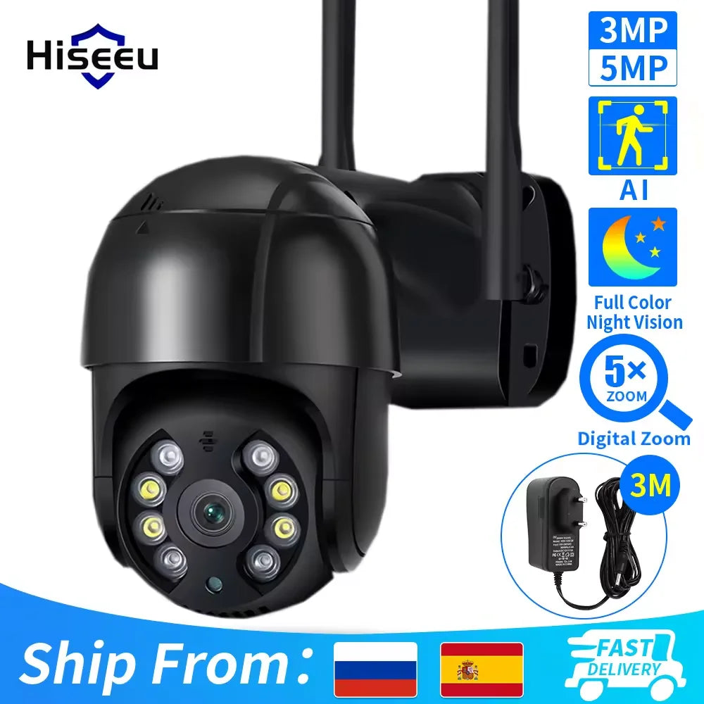 1080P HD Smart WiFi PTZ Security Camera with Human Detection, Auto Tracking, 5x Digital Zoom