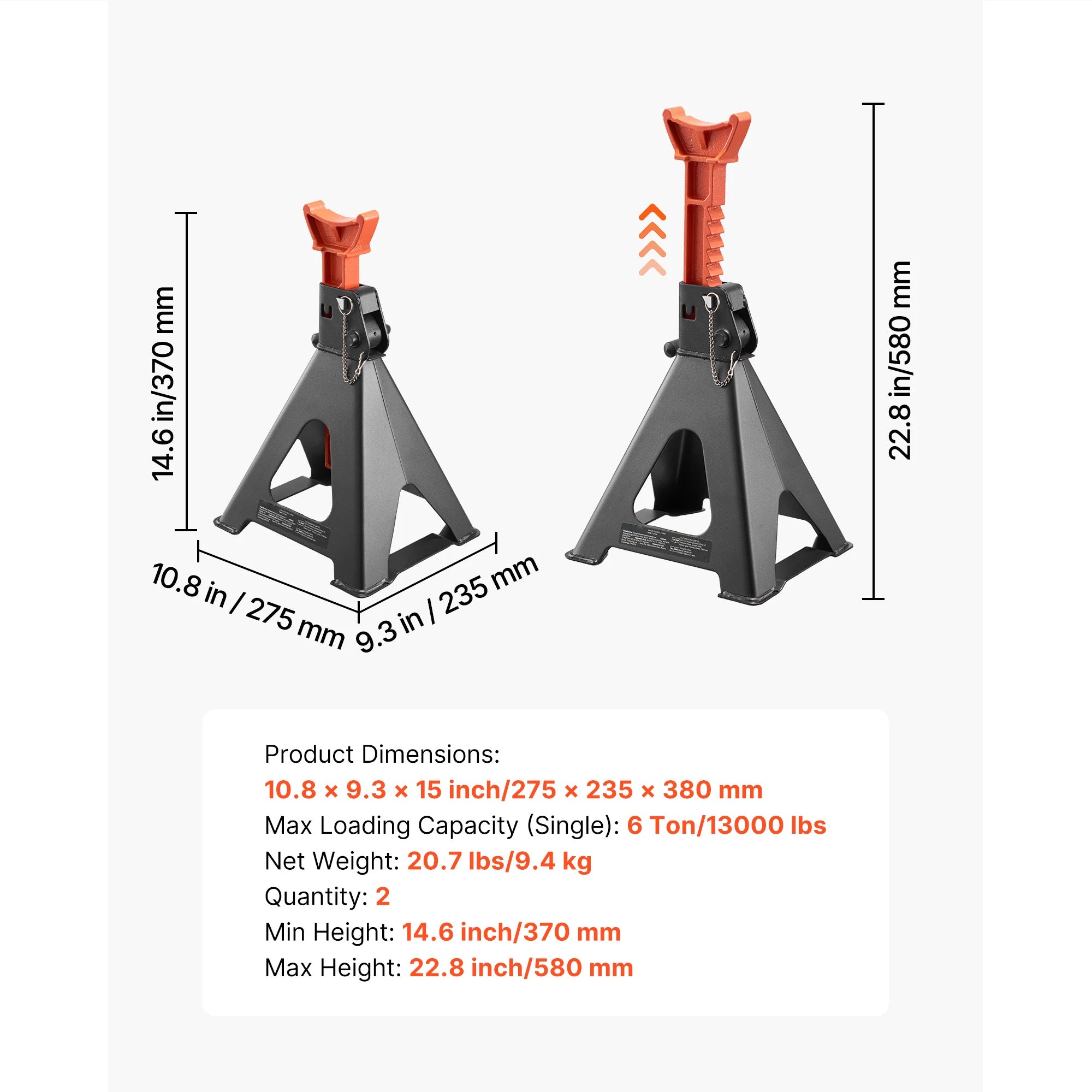 Heavy Duty Steel Jack Stands 3 Ton / 6 Ton with Locking