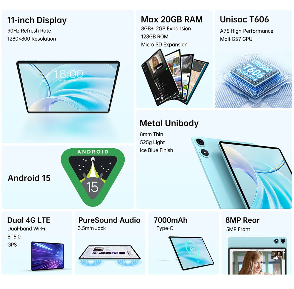 Teclast P50 2025 Android 15 Ταμπλέτα με οθόνη IPS 11"
