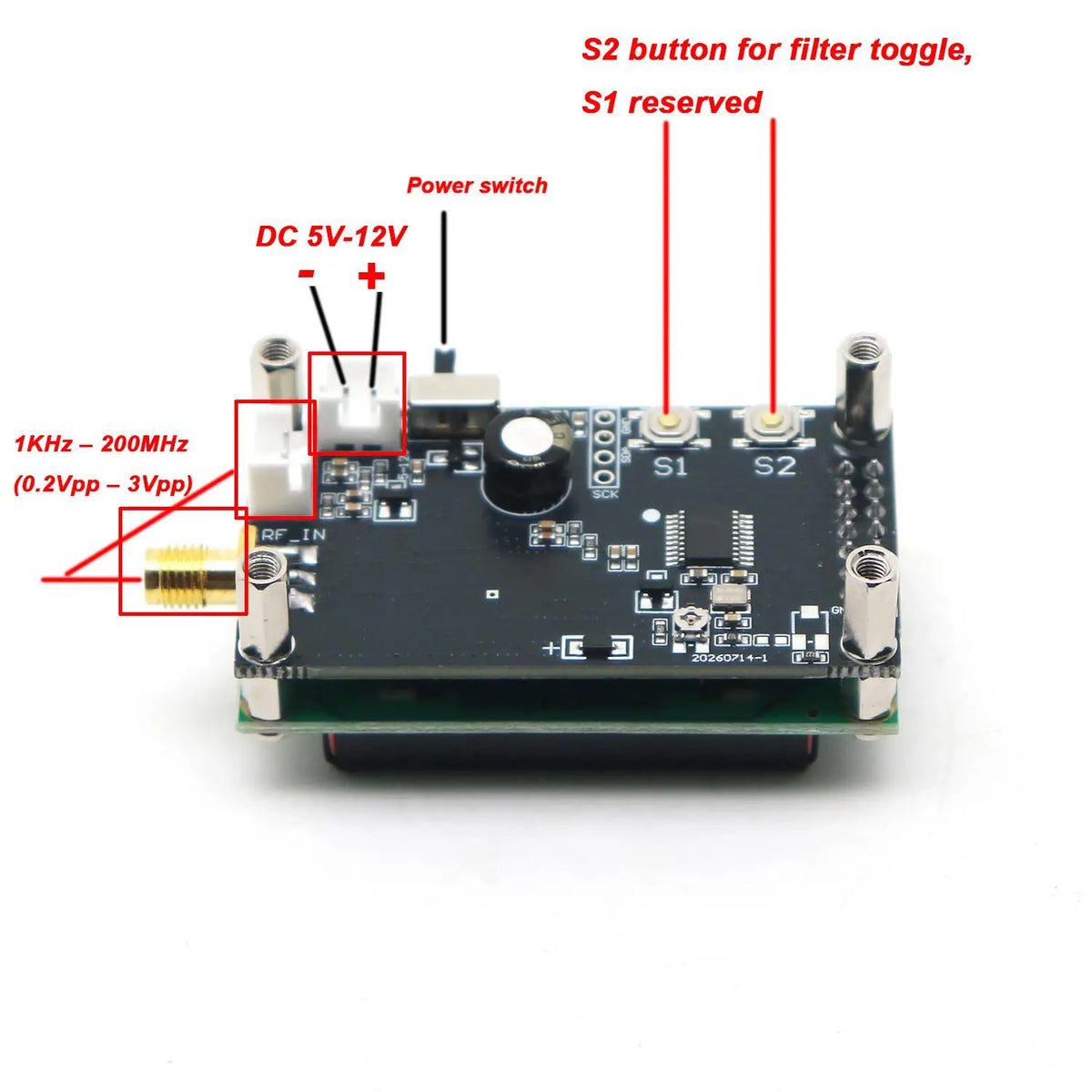 1kHz-200MHz RF Frequency Counter Module