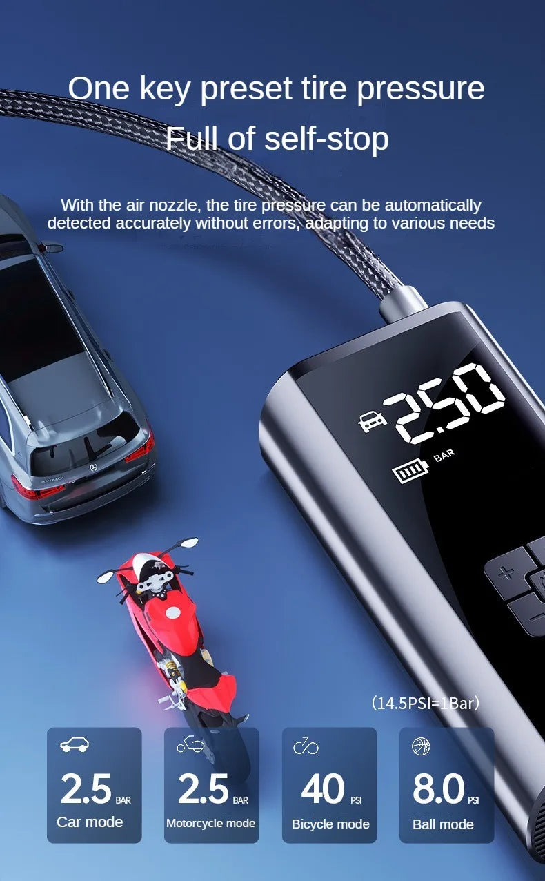 LEIBOO Portable Air Compressor for Car Tires Fast Air Pump Tire Inflator Accurate Pressure Air Pump for Motorcycle Bicycle Ball 