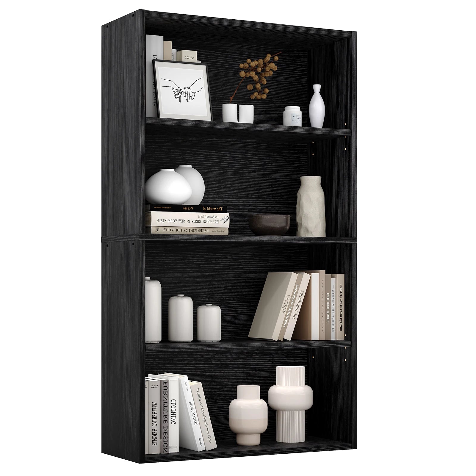 4 Tier Wooden Bookcase Open Shelf Storage for Home & Office