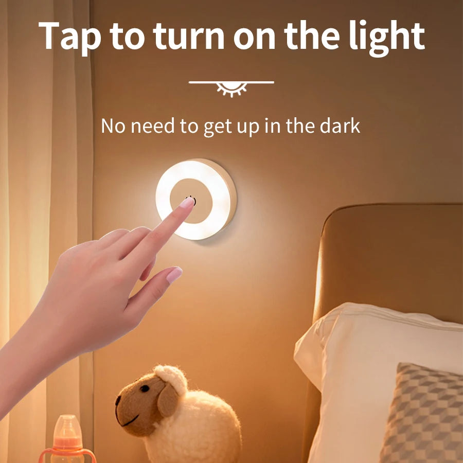 LED-Nachtlicht mit Touchfunktion für Babyzimmer, Schlafzimmer und Bad, augenschonende Nachtlampe, 3 Farben, dimmbar, wiederaufladbare Schrankleuchten