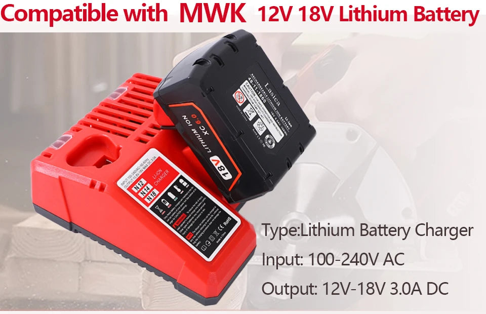 Replacement for Mi-lwaukee3.0A 12V and 18V Lithium-Ion Multi-Volatge Rapid Battery Charger, Compatible with Mi-lwaukee 12V and 18V Lithium Battery Packs