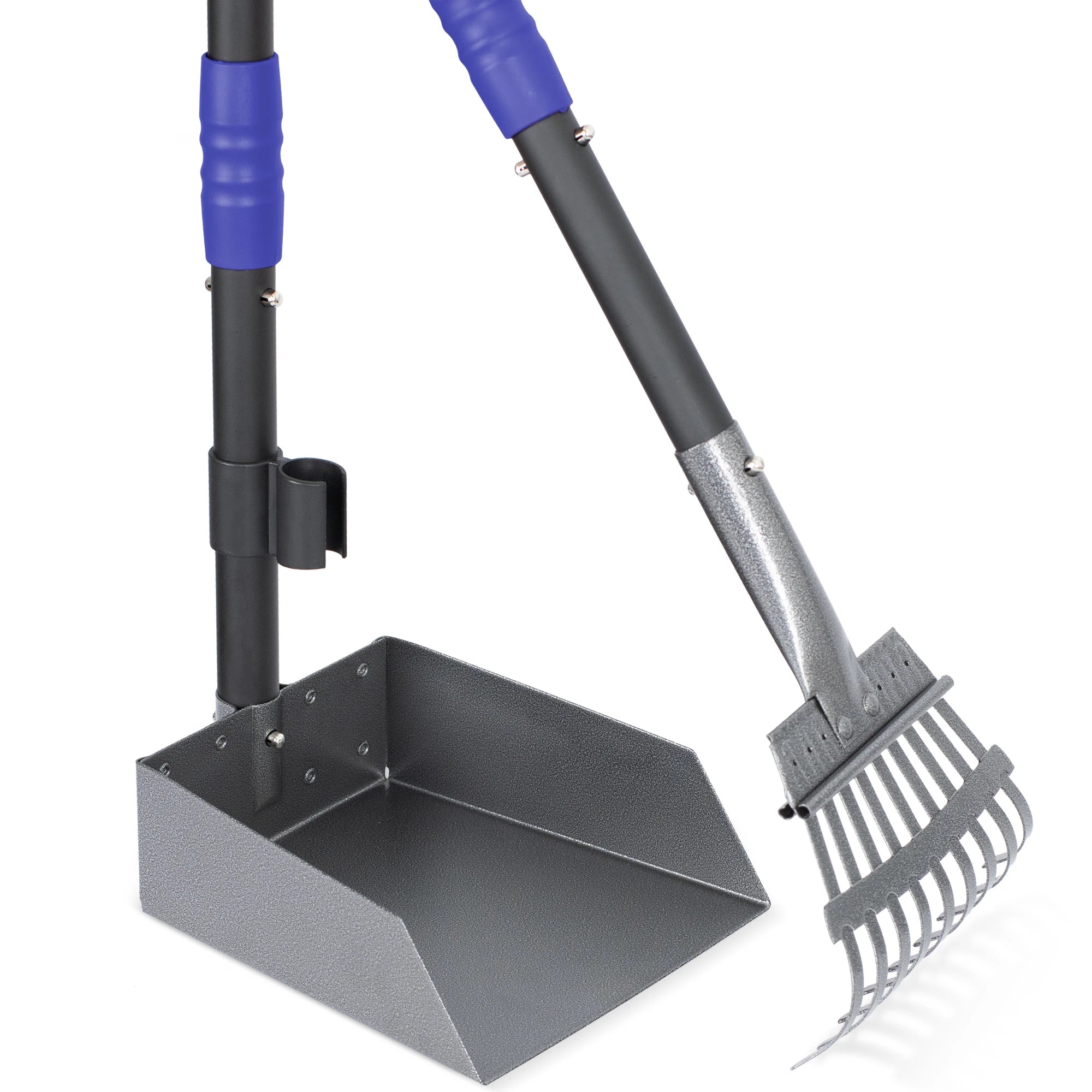 Dog Pooper Scooper Tray & Rake Set with Long Adjustable Handle