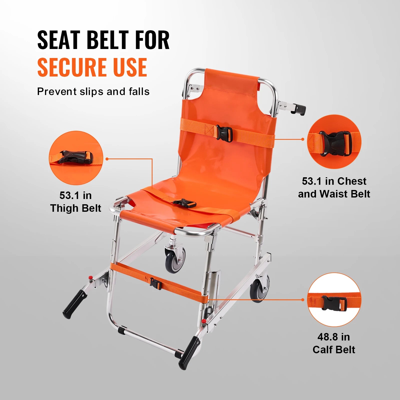 Foldable EMS Stair Climbing Chair 350lbs Evacuation Wheelchair