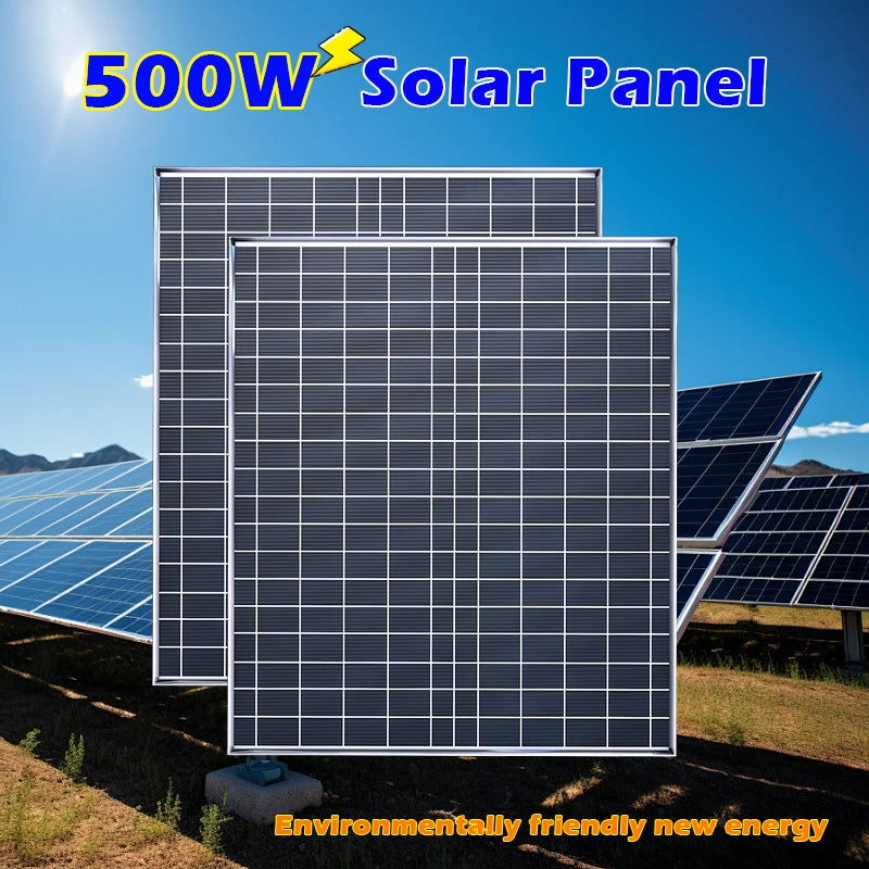500W Rigid Monocrystalline Solar Panel with Aluminum Frame 12V Battery Charger for RV Camping Boat Home Off Grid Power USB