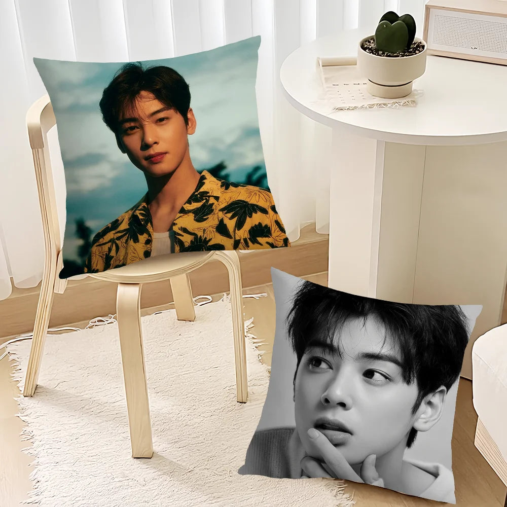 Cha Eun Woo Cushion Cover, Square Printed Pillow Case 30-70 cm