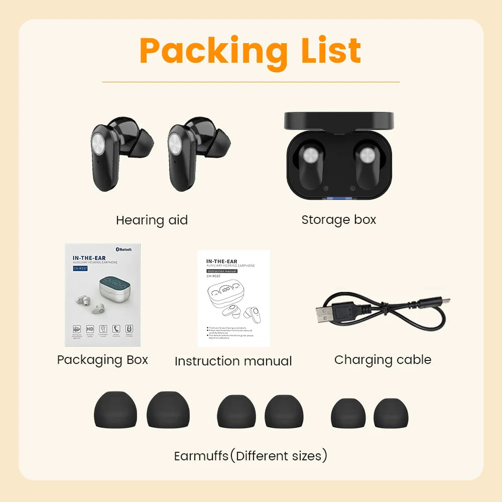 Elderly Hearing Aid Rechargeable ITE Deaf The Listening Device Mini Wireless Sound Amplifier Invisible Hearing Aids Headphones 