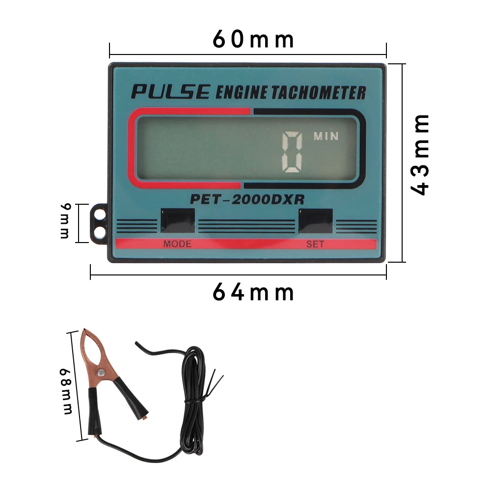 Tachometer 100-30000 RPM Meter Gauge Digital Tach Hour Tester Motorcycle Accessories for ATV Lawn Mower 2/4 Stroke Electric Saw