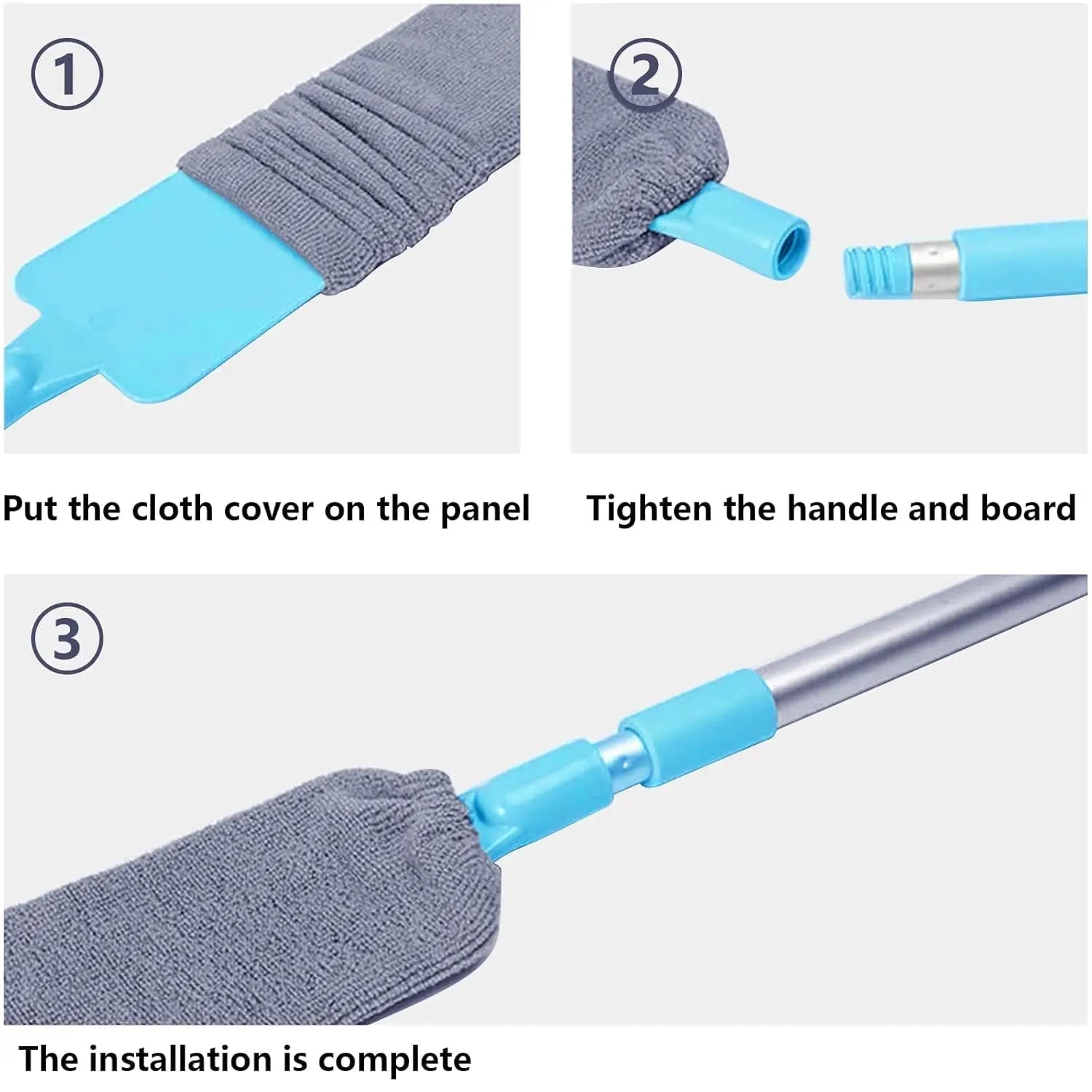 UNTIOR Long Handle Dust Mops Floor Ceiling Cleaning 1/2/3pcs Cloth Mops Bed Bottom Dust Cleaner Removal Household Cleaning Tool 