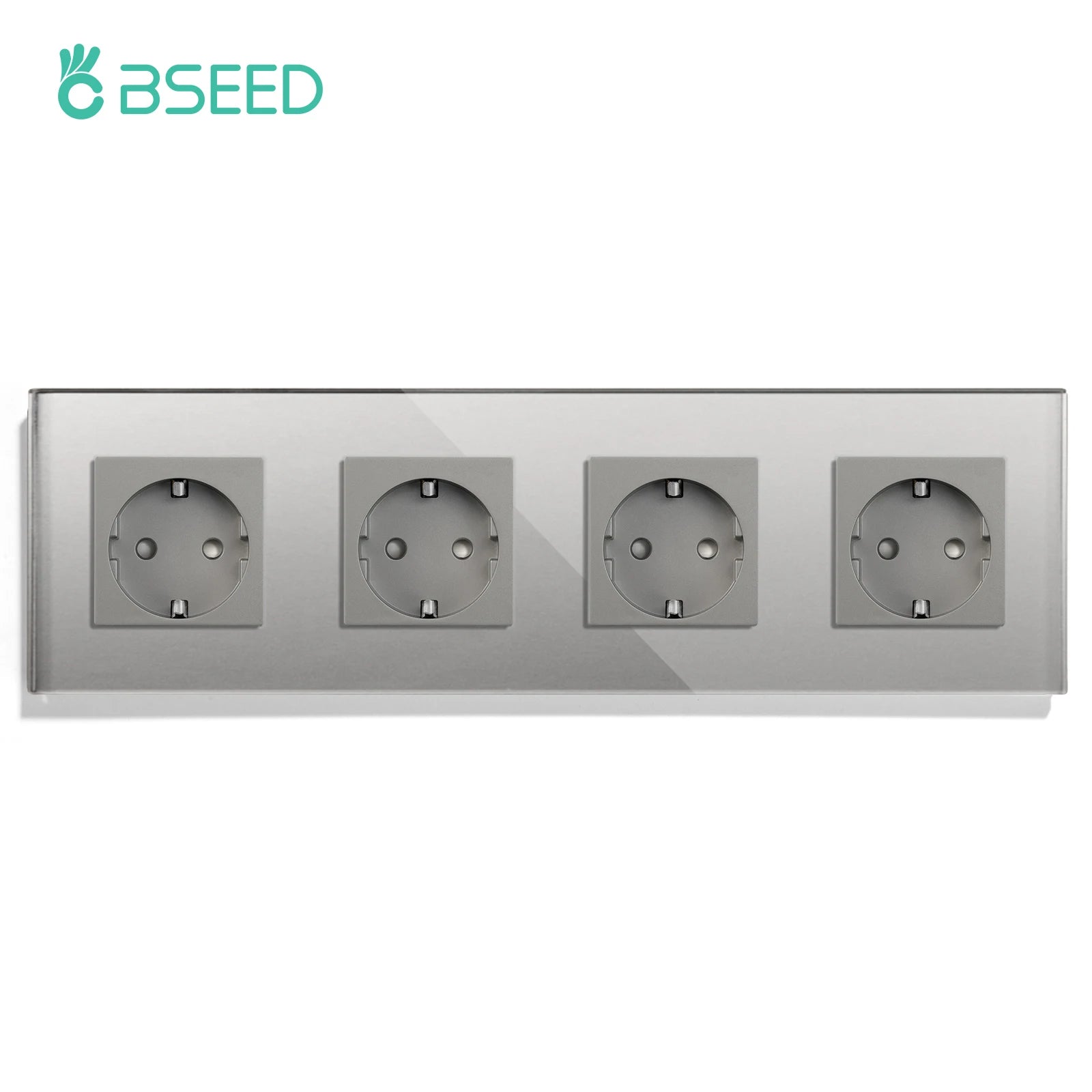 BSEED EU Standard Wall Electrical Sockets Type-C Outlets Wall Power Socket USB Charge Port Glass Panel Kids Protection 16A 