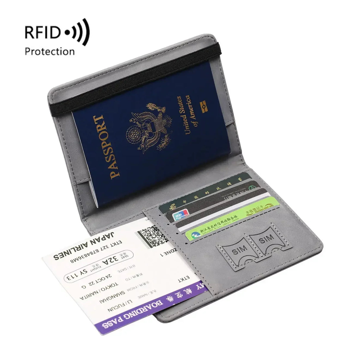 Portefeuille de voyage pour passeport avec fentes pour cartes