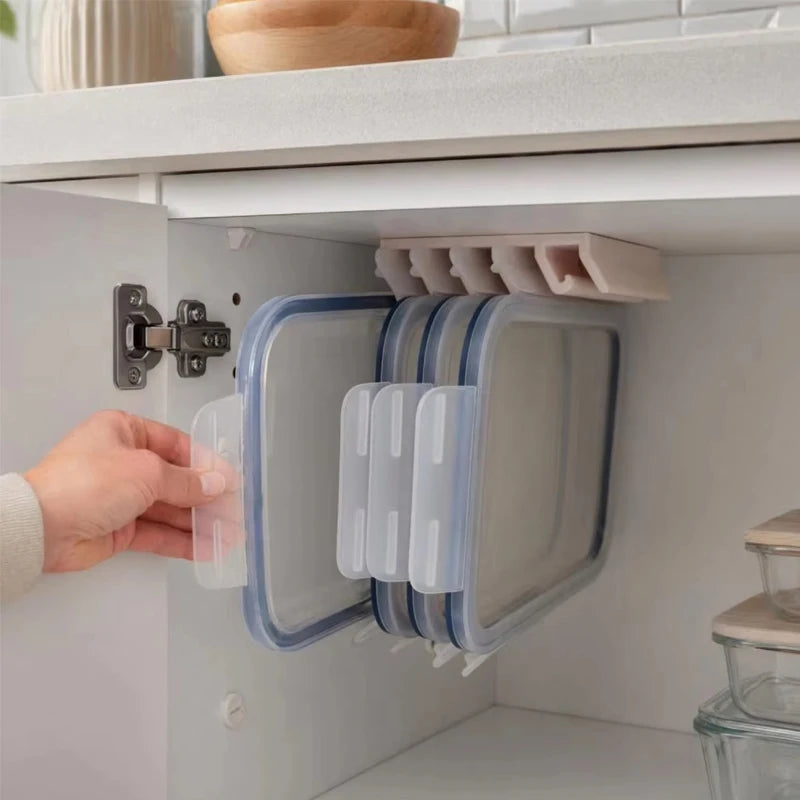 Suporte para tampas de recipientes de alimentos com cinco ranhuras