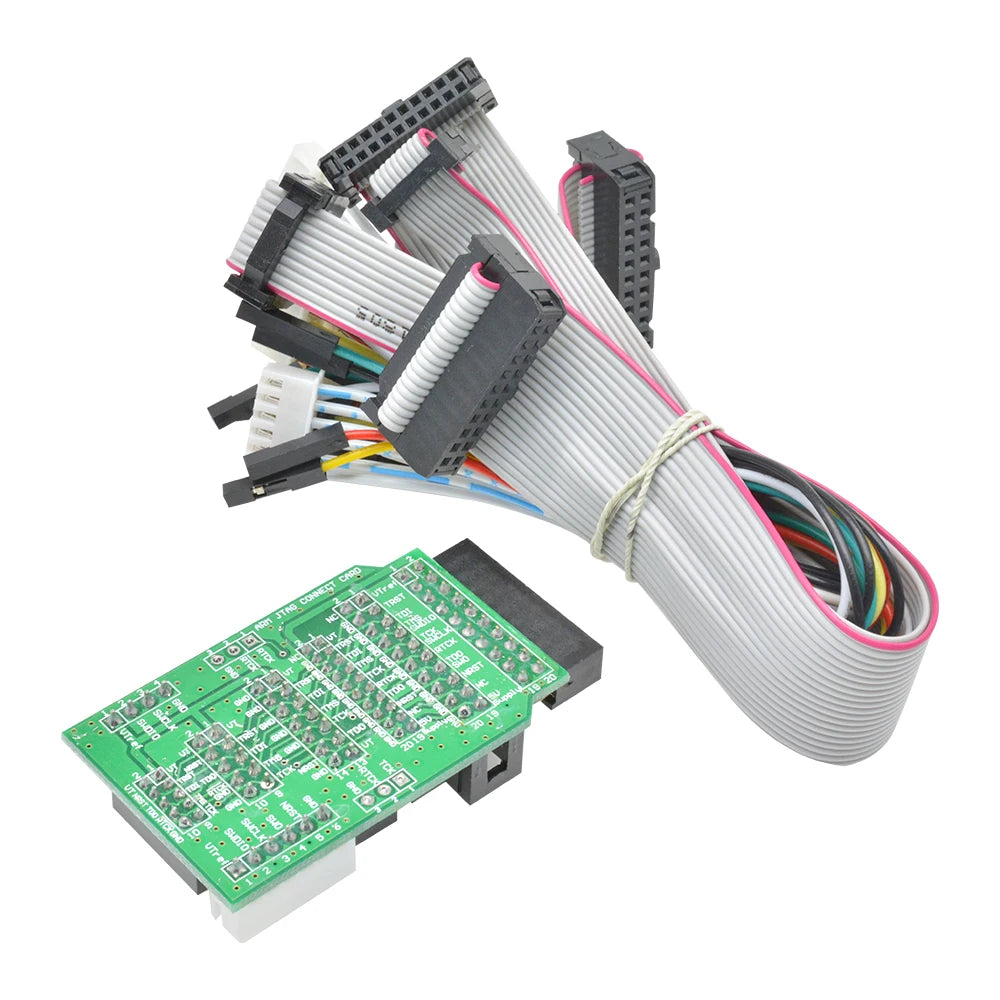 Placă adaptor J-Link, compatibilă cu MINI2440, TQ2440 și plăci ARM populare; include 8 cabluri de date (4P, 6P, 10P și 20P)