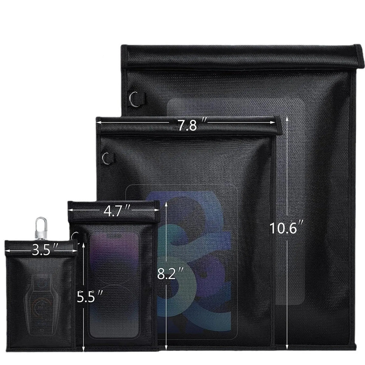 Car Key Signal Blocker Bag Waterproof Fireproof RFID Blocking Pouch Faraday Bag for Car Keys Phone Wallet Anti-Theft Protection