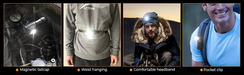 USB-C Rechargeable Mini 16340 Headlamp 1100lm with Magnetic Tail and TIR Optics
