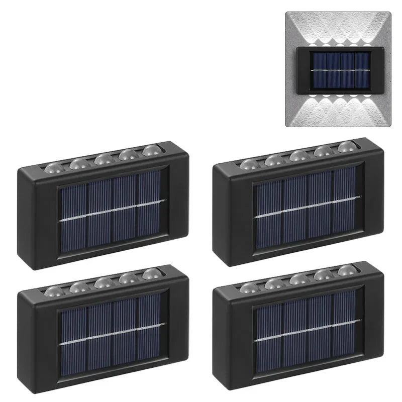 Solar Wall Light, IP65, 6 or 10 LED, White or Warm