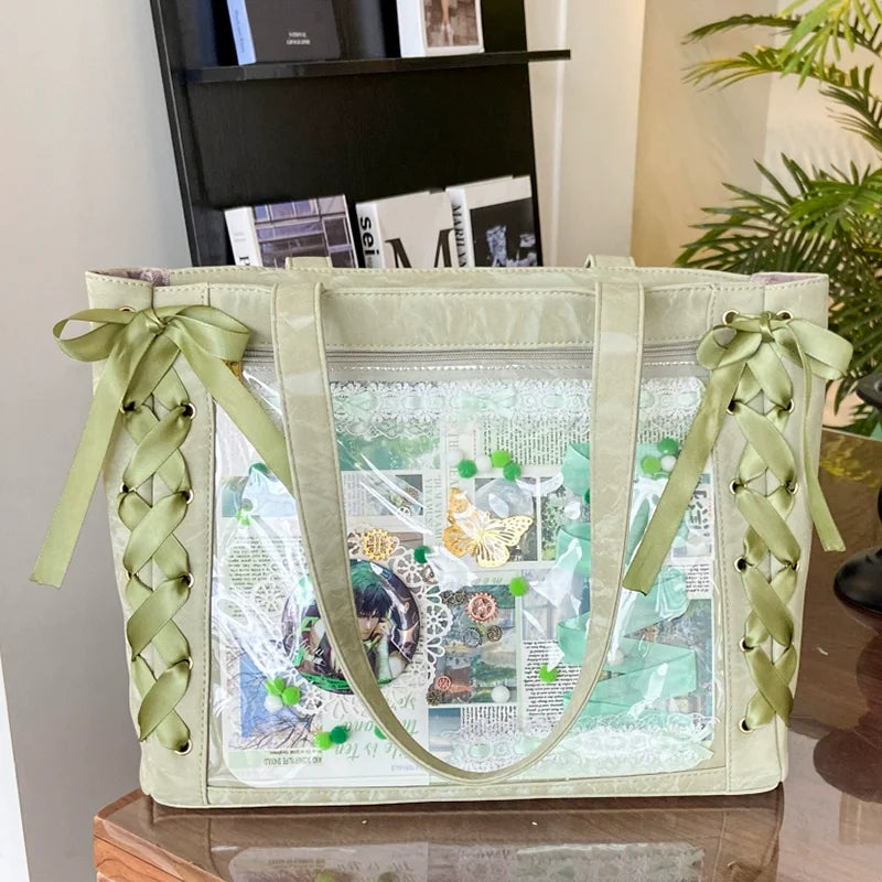 Sac cabas d’affichage avec nœud et dentelle