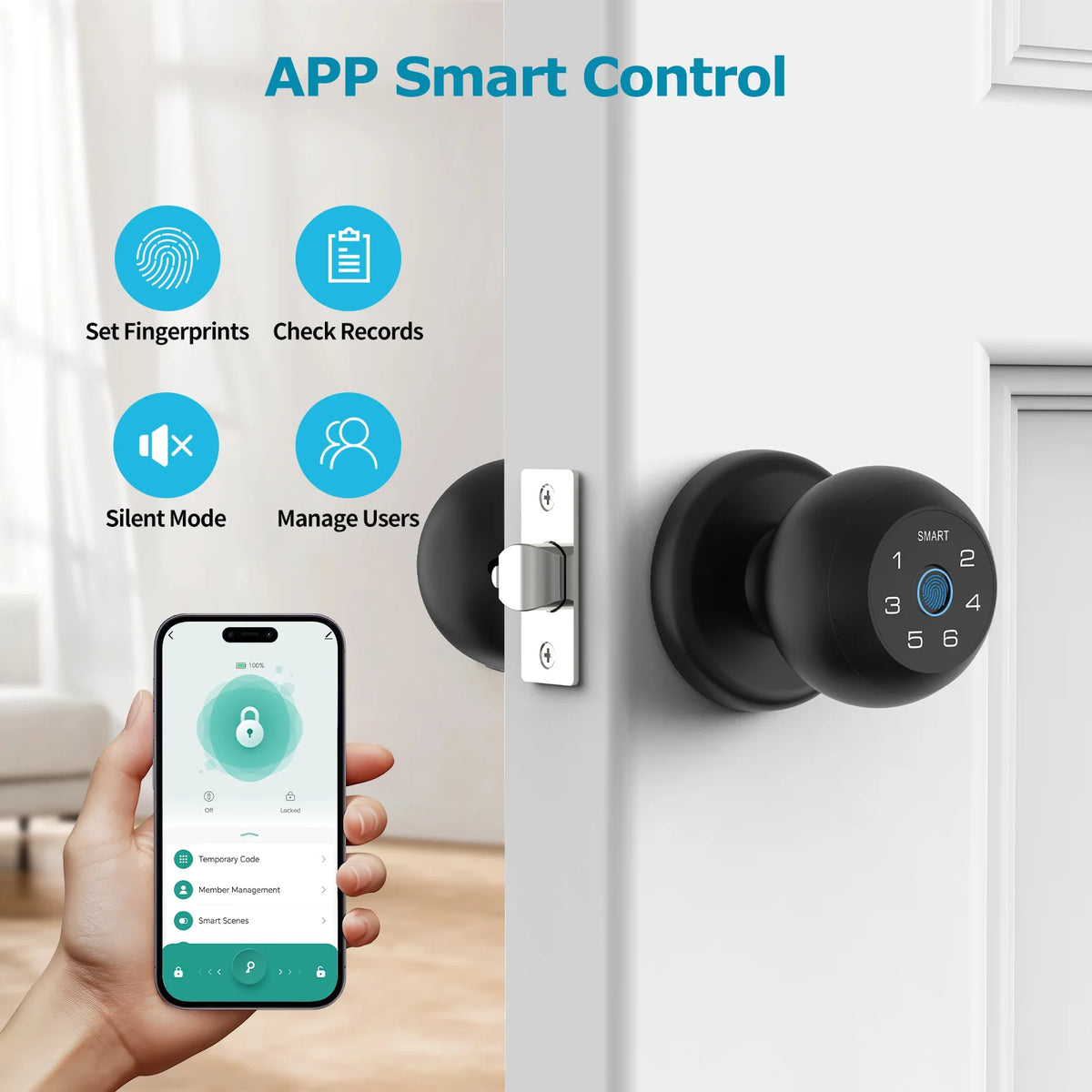 Smart Fingeraftrykslås til Dør med App-kontrol