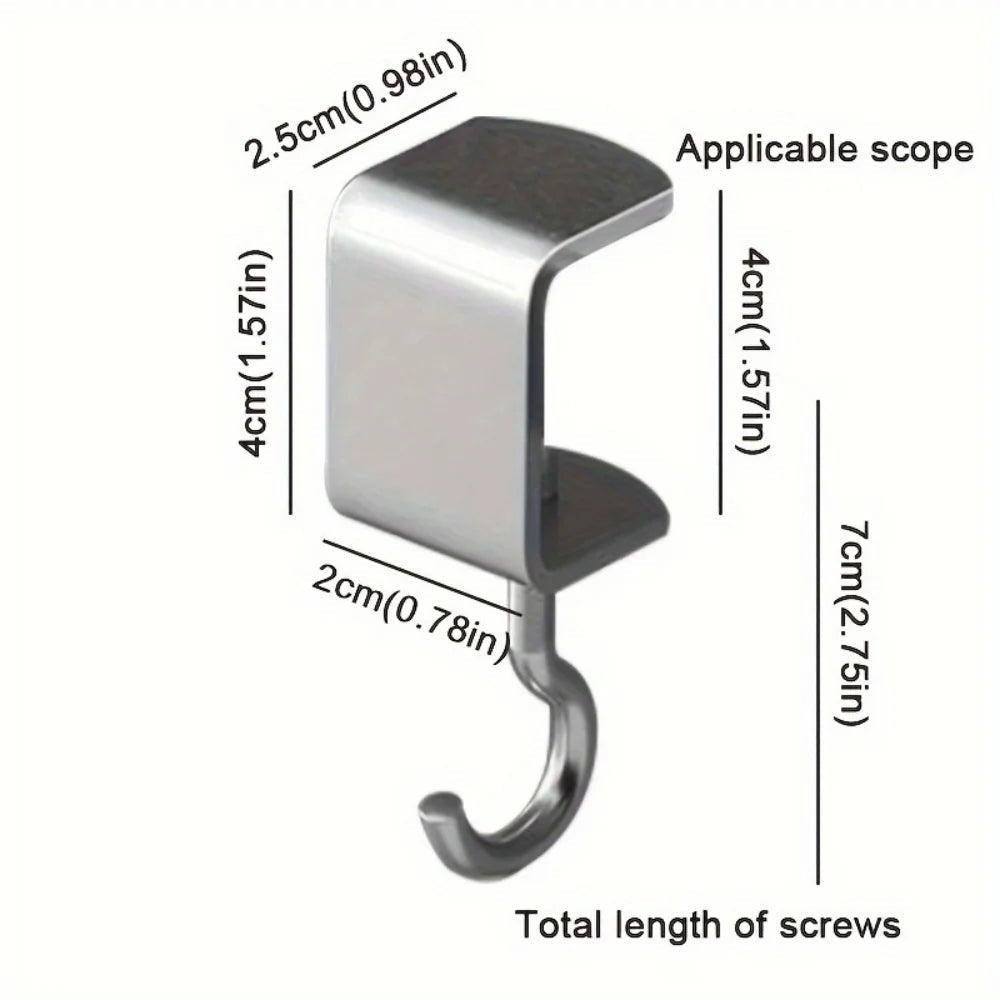 2pcs 360° Rotatable Steel Table Hooks - Detachable, Non-Destructive Installation for Office Desks, School Dormitories 