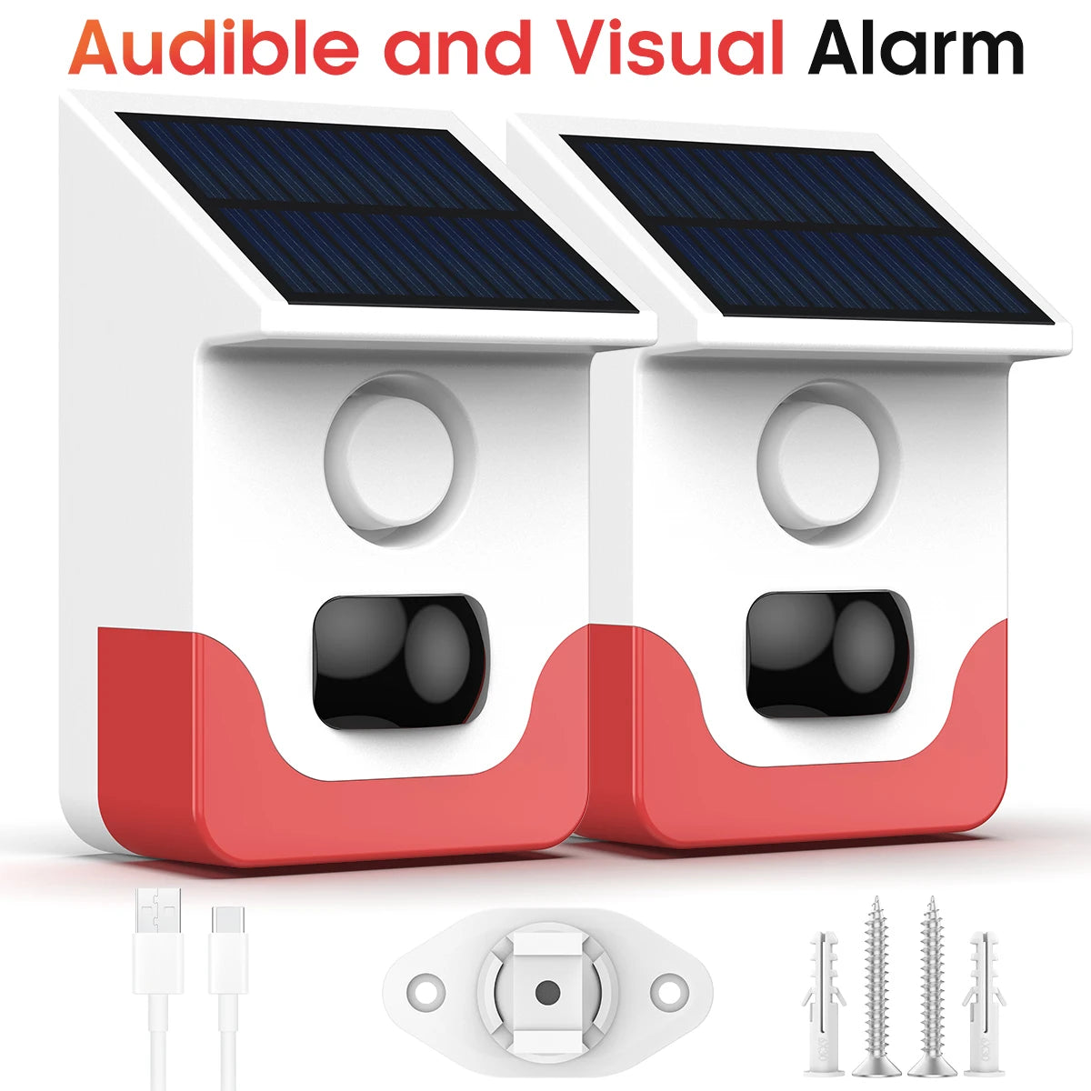 120° Detection Solar Alarm 120dB 4 Working Modes Solar-powered PIR Motion Detection Alarm For Home Courtyard Security