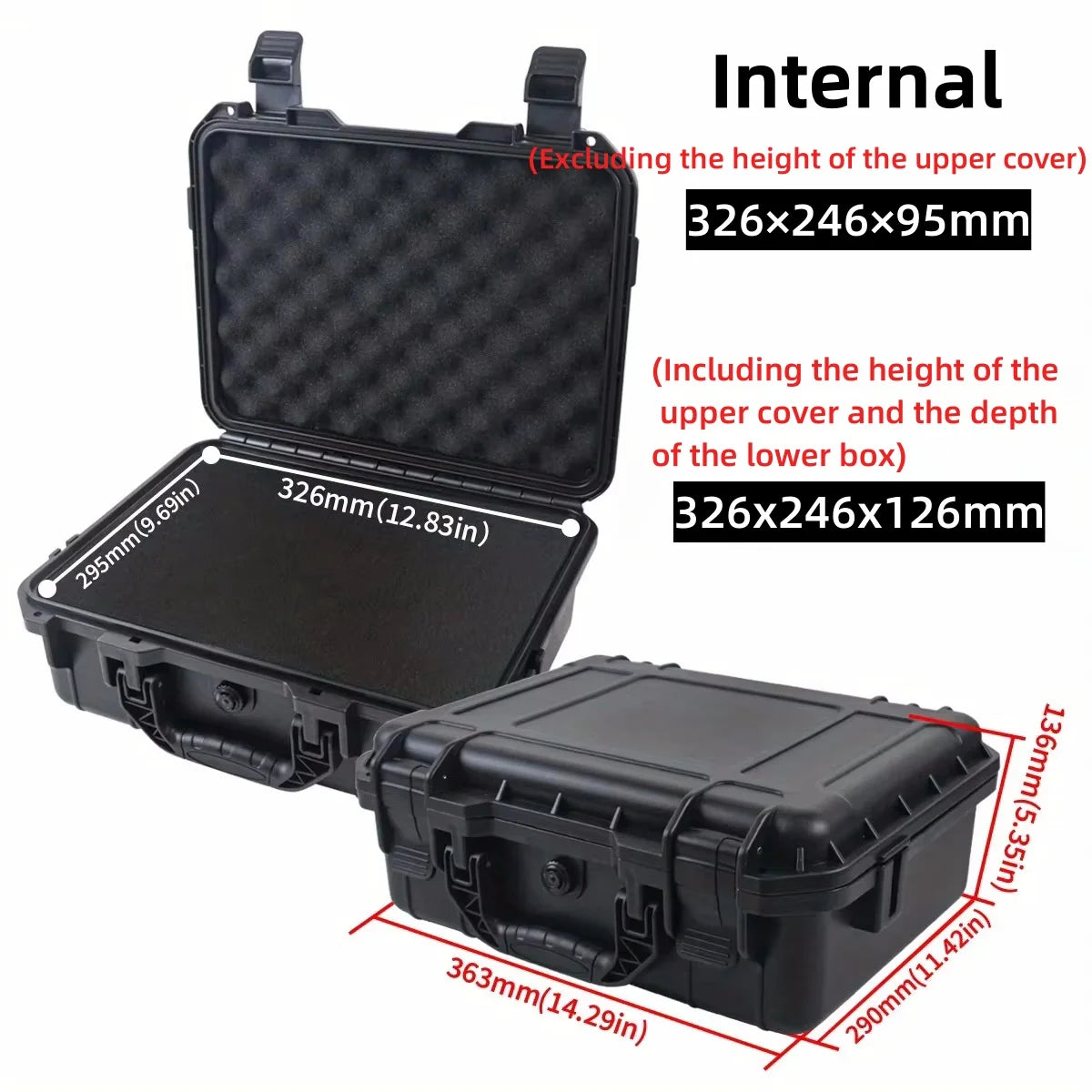 1pc Waterproof Hard Carry Case Bag Tool Case With Pre-cut Sponge Storage Box Safety Protector Organizer Hardware Toolbox 