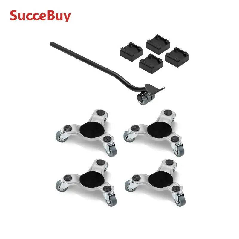 4pcs Furniture Dolly Set with Wheels & Pry Bar for Easy Moving