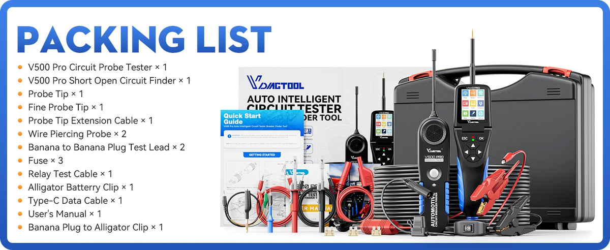 VDIAGTOOL V500PRO Autóipari áramkör tesztelő 12V/24V jármű power áramkör vizsgáló, breaker kereső eszköz nyitott áramkör detektor