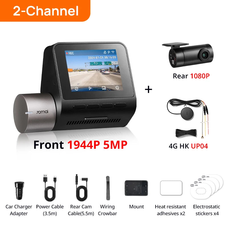 1944P HDR GPS Dash Cam with ADAS and Optional Rear Camera