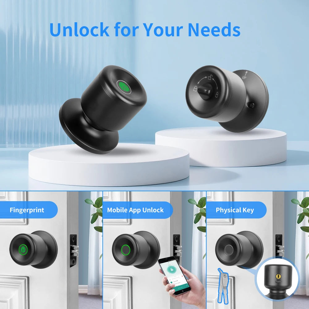Smart Fingerprint Door Knob Lock with App Control