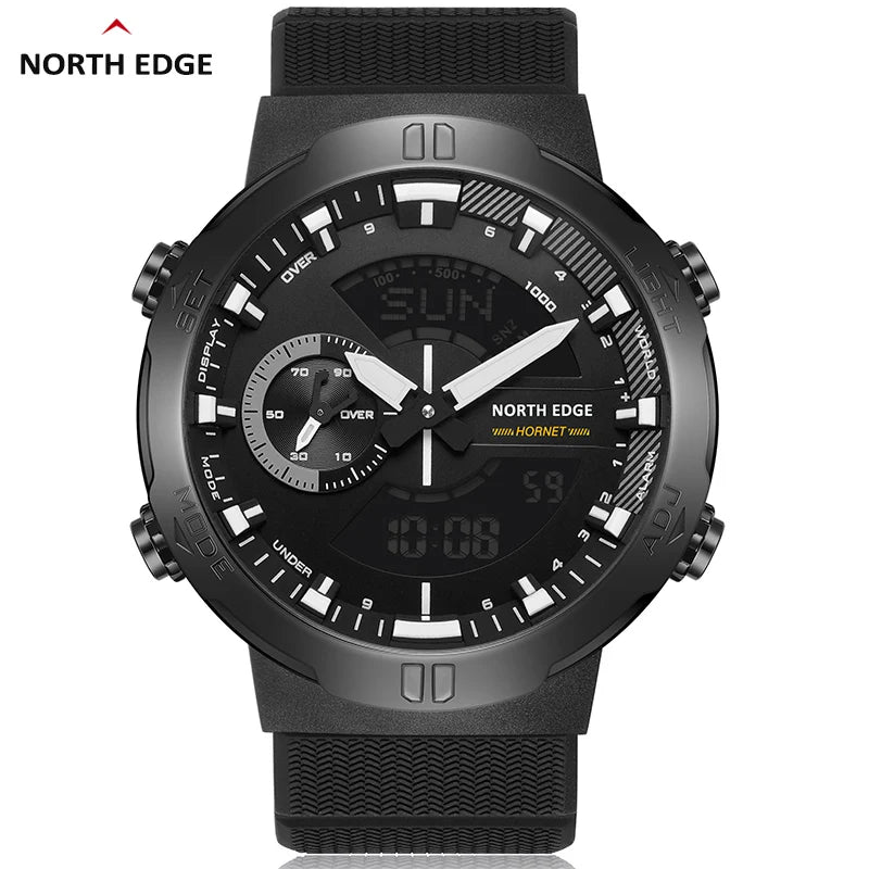 NORTH EDGE pánske smart hodinky, svetový čas, odpočítavanie, stopky, vojenské štýlovej, vodotesné do 50m, pre plávanie